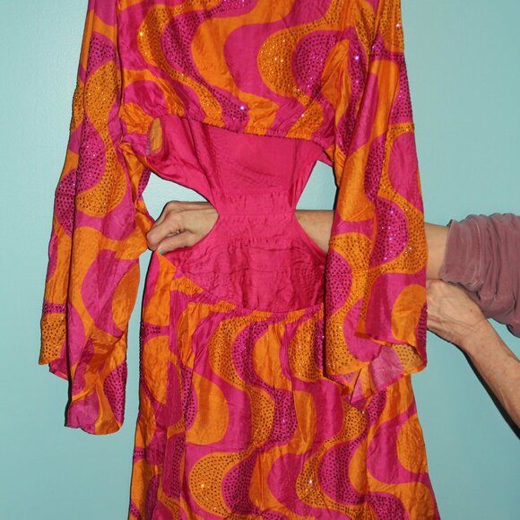 Sundress Amazonia Print Dress in Fuchsia and Orange - Picture 6 of 7